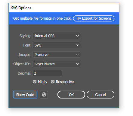 in adobe illustrator what is the .svg format used